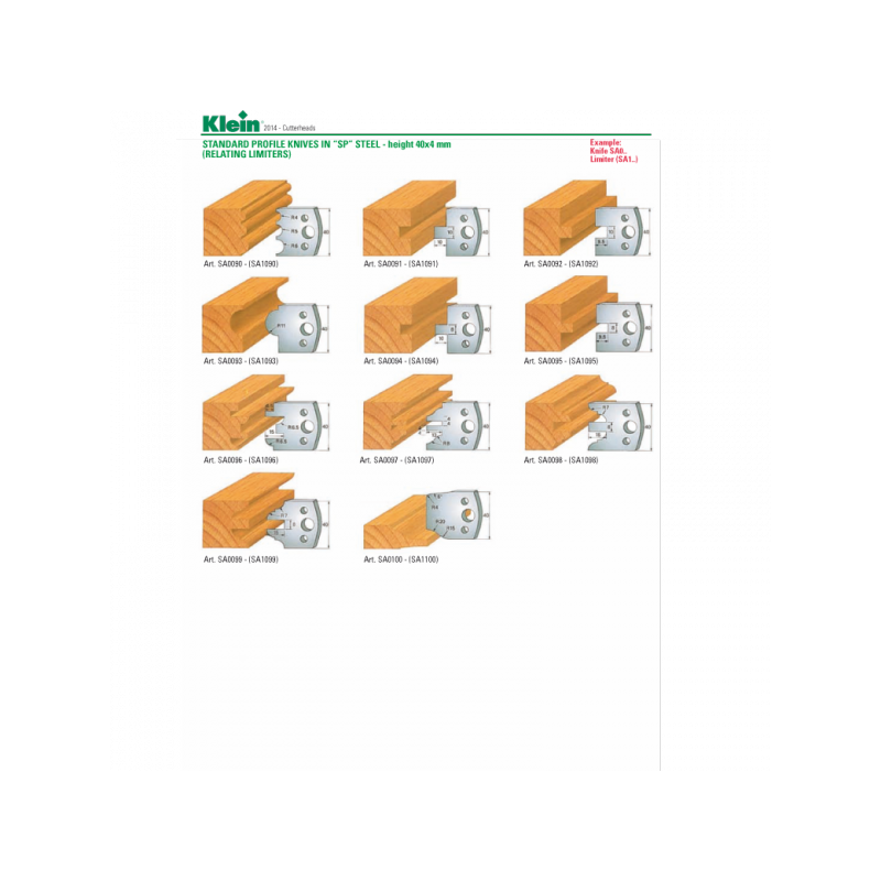 couteaux et limiteurs profilés standard en acier sp - h-40x4 mm