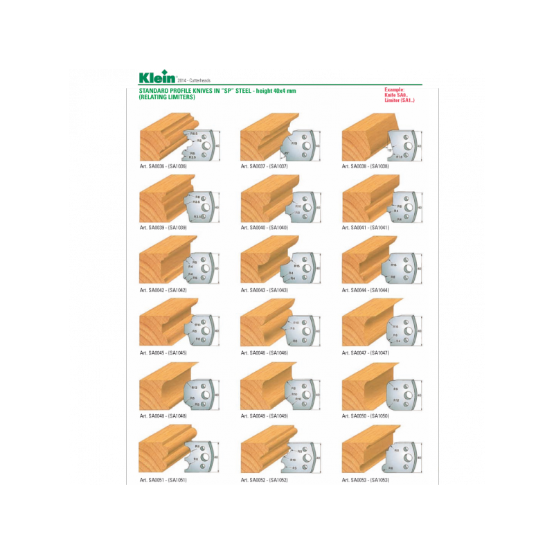 couteaux et limiteurs profilés standard en acier sp - h-40x4 mm