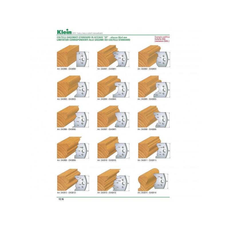 couteaux et limiteurs profilés standard en acier sp - h-50x4