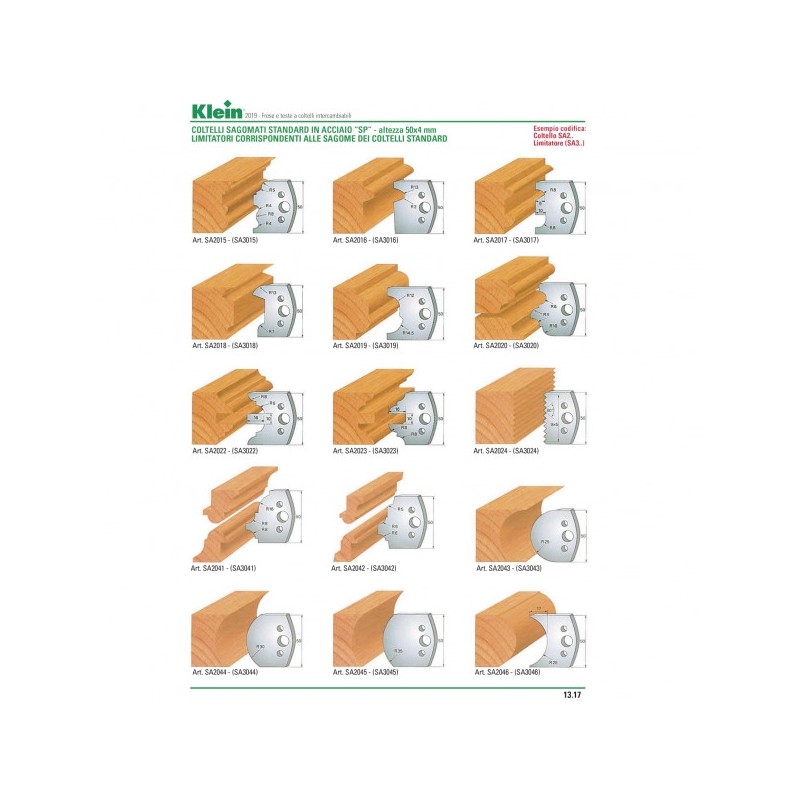 coltelli e limitatori sagomati standard in acciaio sp - h 50x4