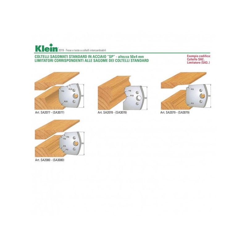 couteaux et limiteurs profilés standard en acier sp - h-50x4