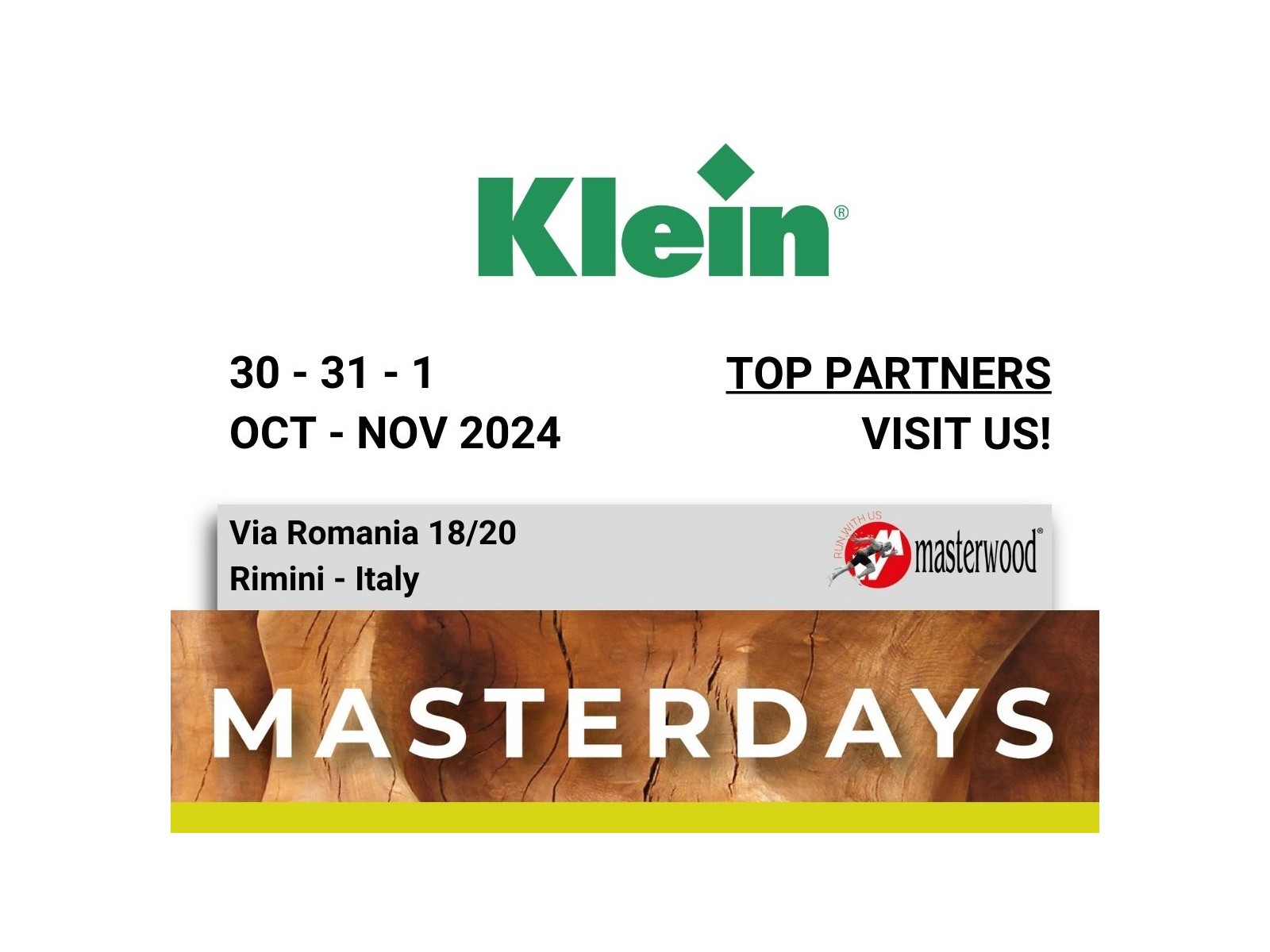 Klein® vi aspetta ai Masterdays alla Masterwood