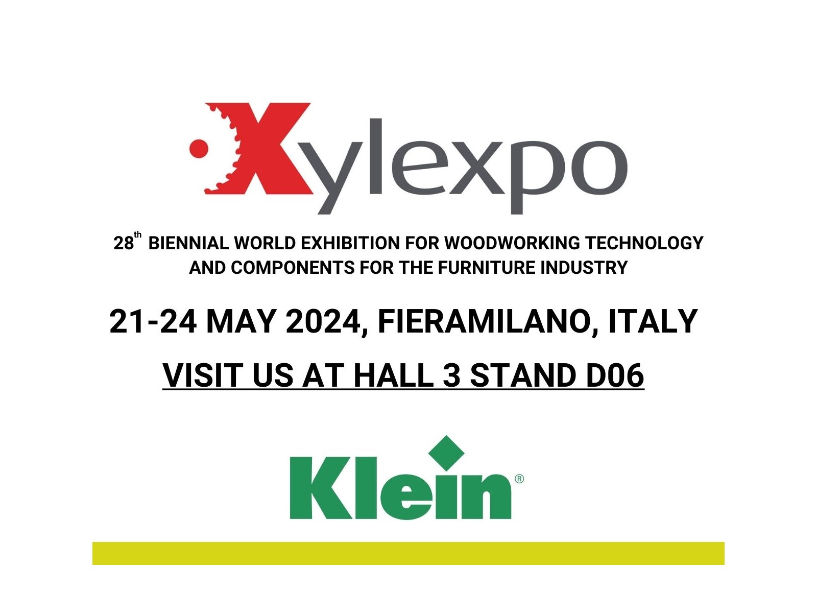 Klein partecipa alla fiera Xylexpo dal 21 al 24 maggio – FieraMilano